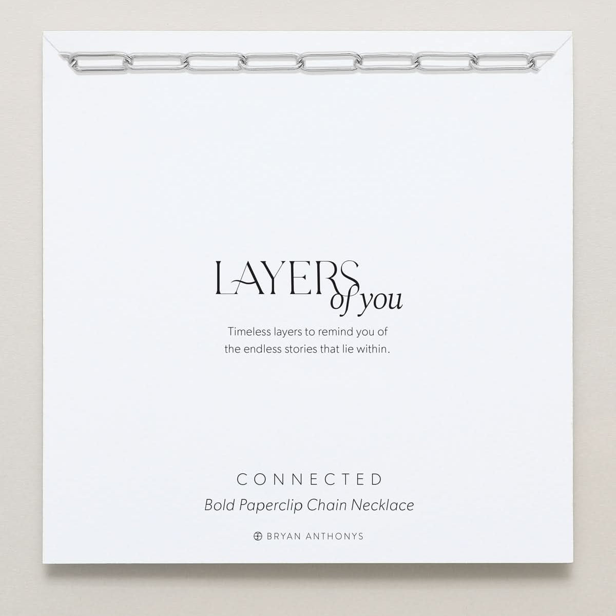Bryan Anthonys Layers of You Connected Silver Bold Paperclip Chain Necklace On Card
