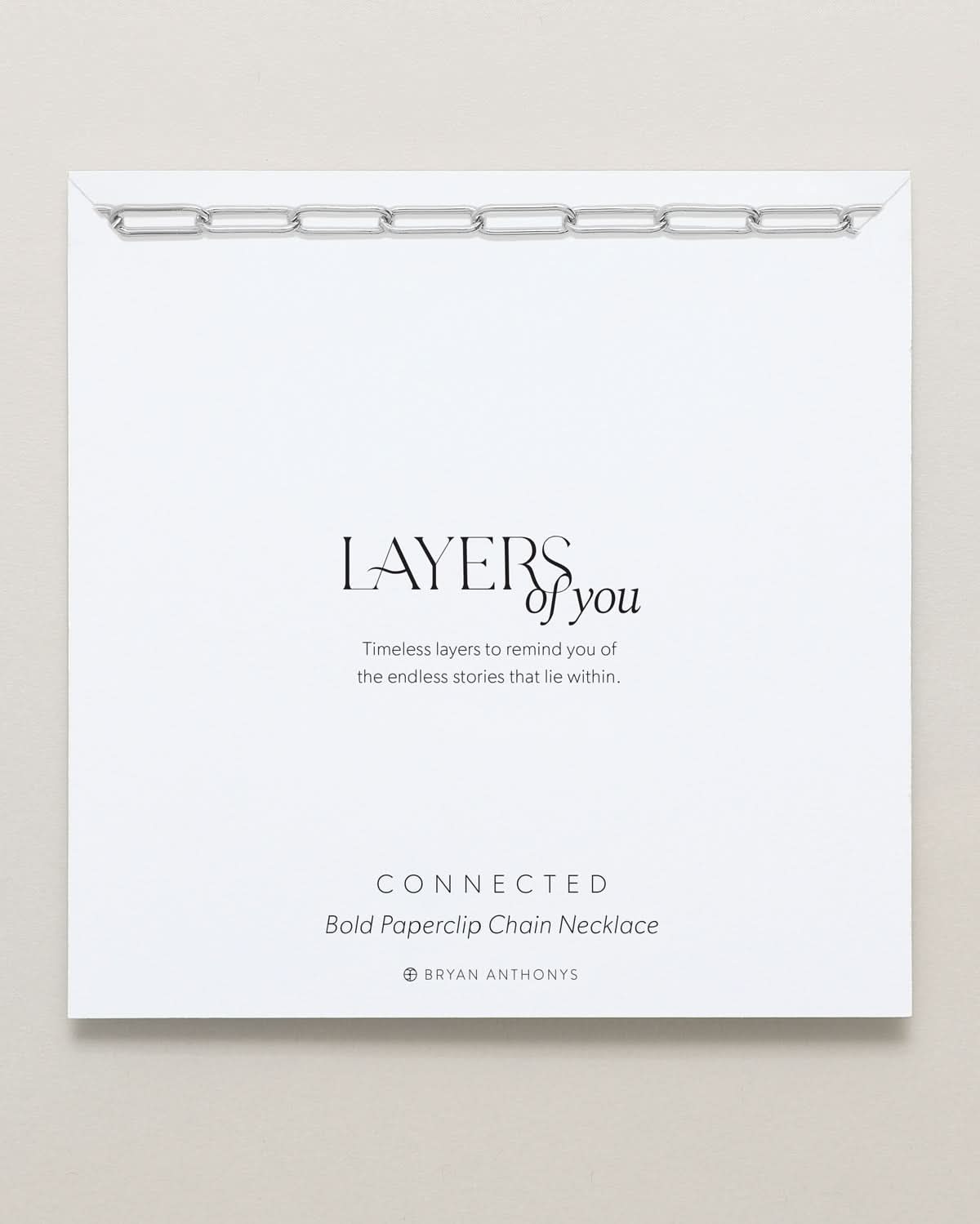 Bryan Anthonys Layers of You Connected Silver Bold Paperclip Chain Necklace On Card