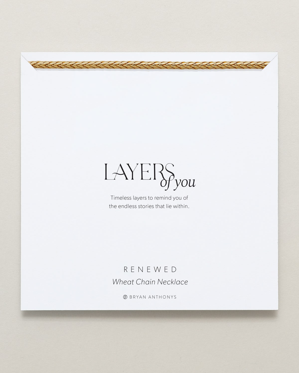 Bryan Anthonys Layers of You Gold Renewed Wheat Chain Necklace On Card