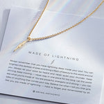 Made of Lightning Necklace showcase in 14k gold on card