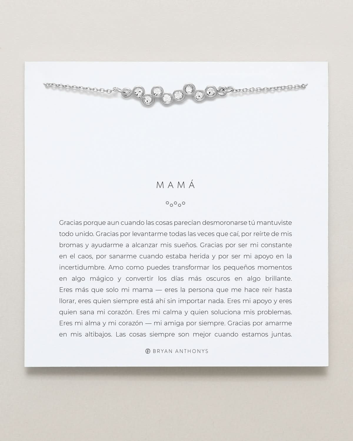 Bryan Anthonys Mom necklace dainty silver crystal
