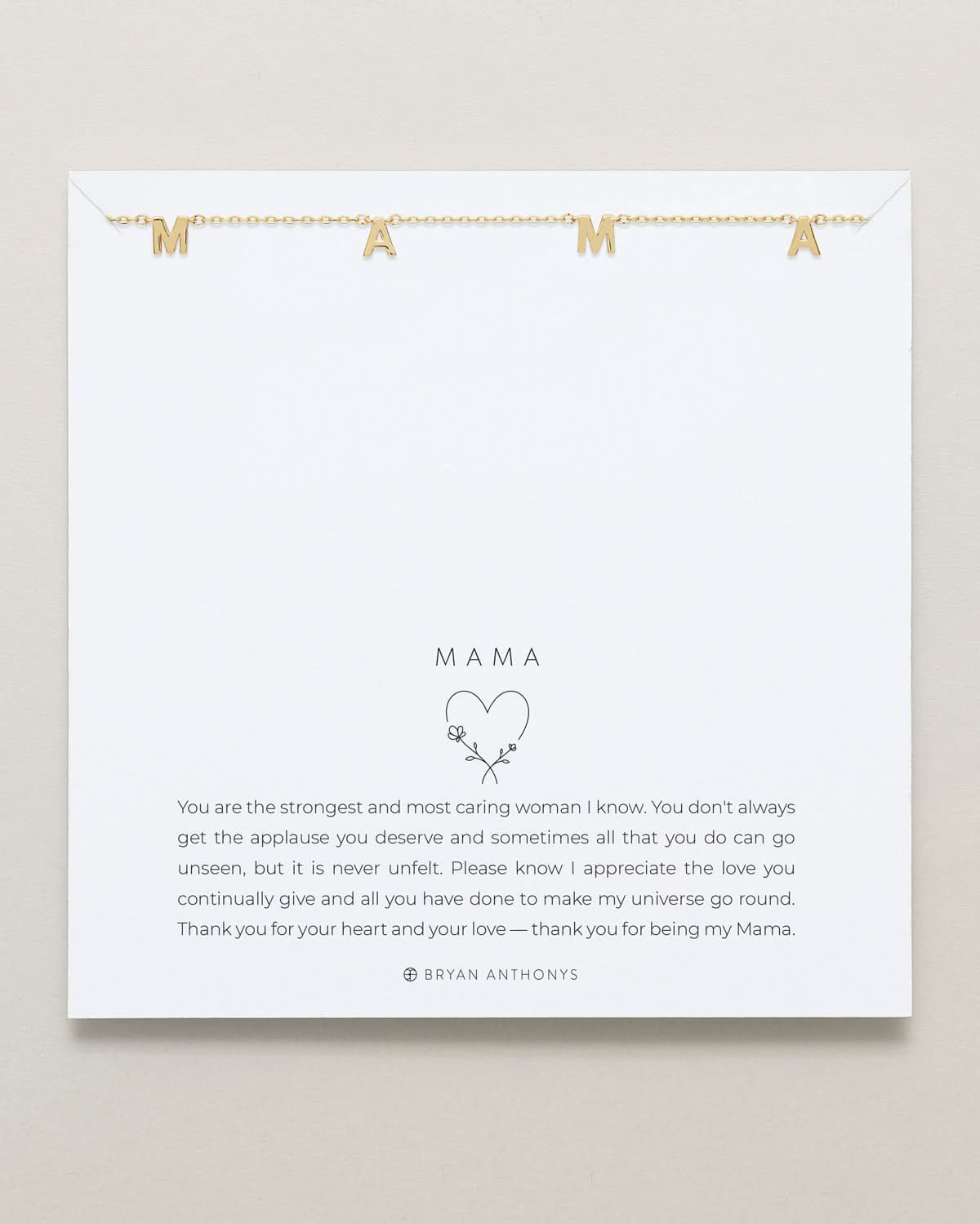 Bryan Anthonys Mama Gold Smooth Necklace On Card