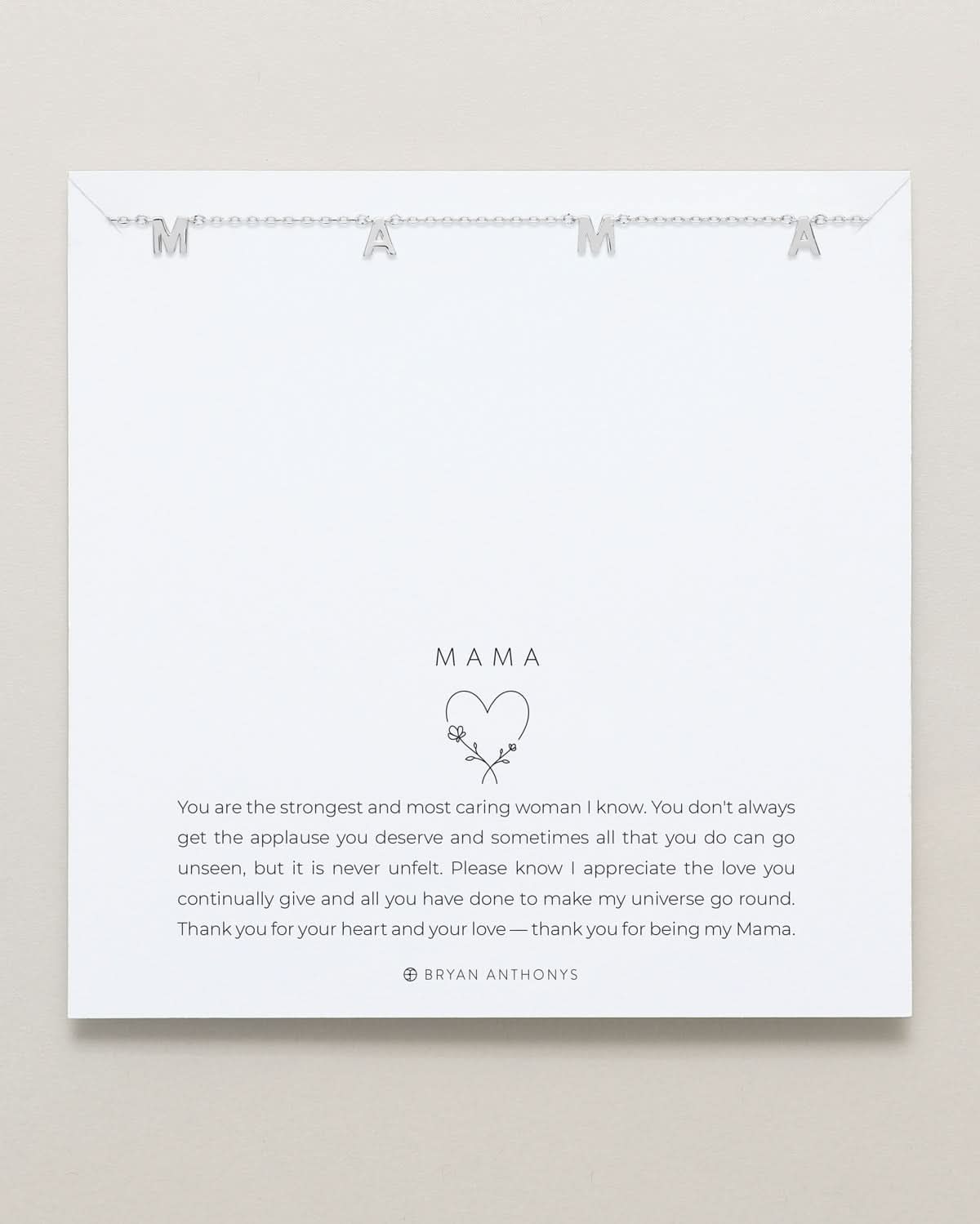 Bryan Anthonys Mama Silver Smooth Necklace On Card