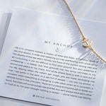 My Anchor Necklace showcase in 14k gold on card