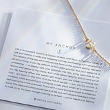 My Anchor Necklace showcase in 14k gold on card