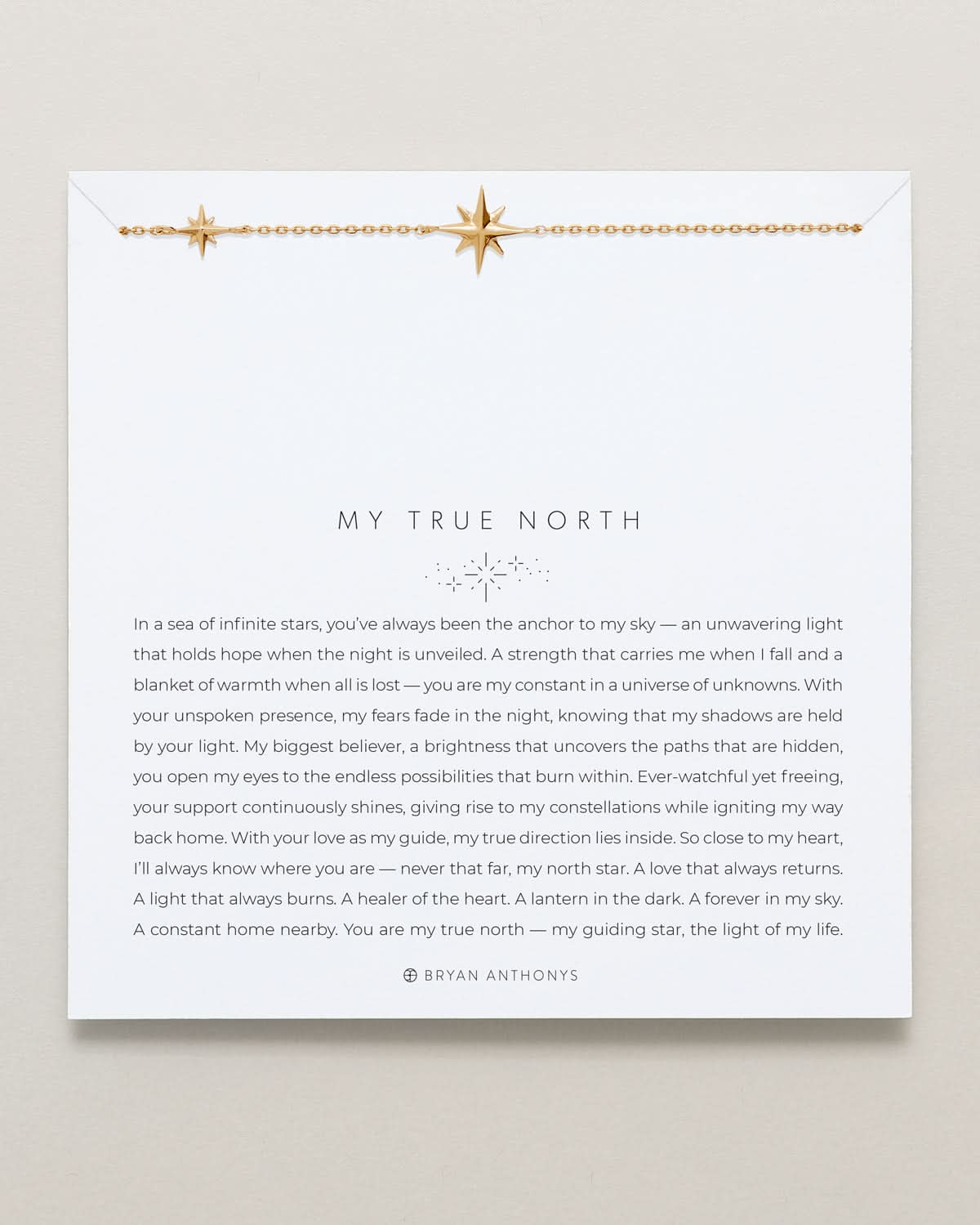 Bryan Anthonys My True North Gold Necklace On Card