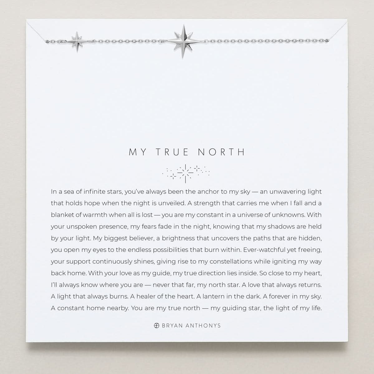 Bryan Anthonys My True North Silver Necklace On Card