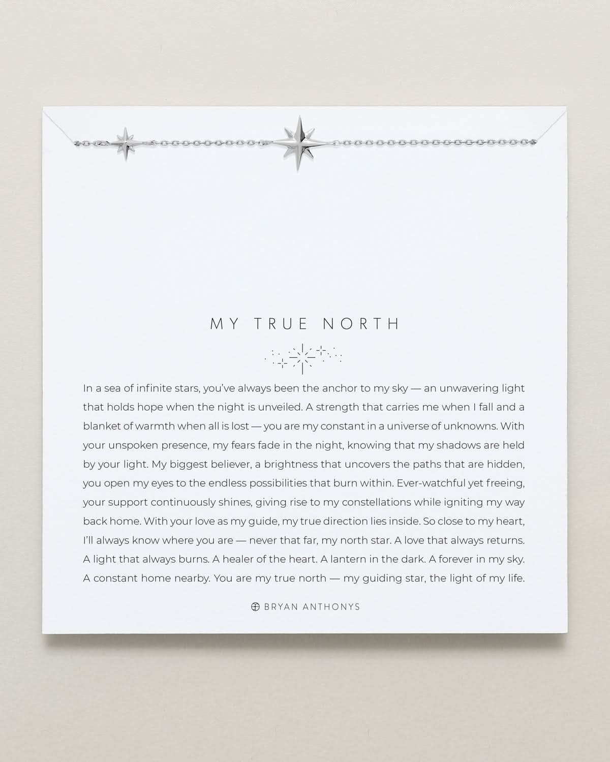 Bryan Anthonys My True North Silver Necklace On Card