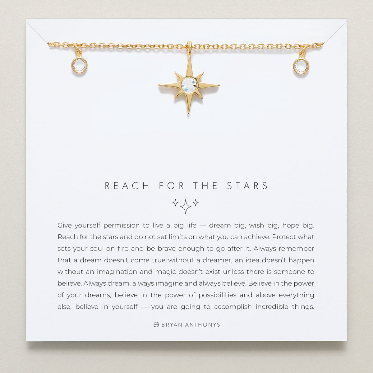 Bryan Anthonys Reach For The Stars Gold Choker With Crystals On Card