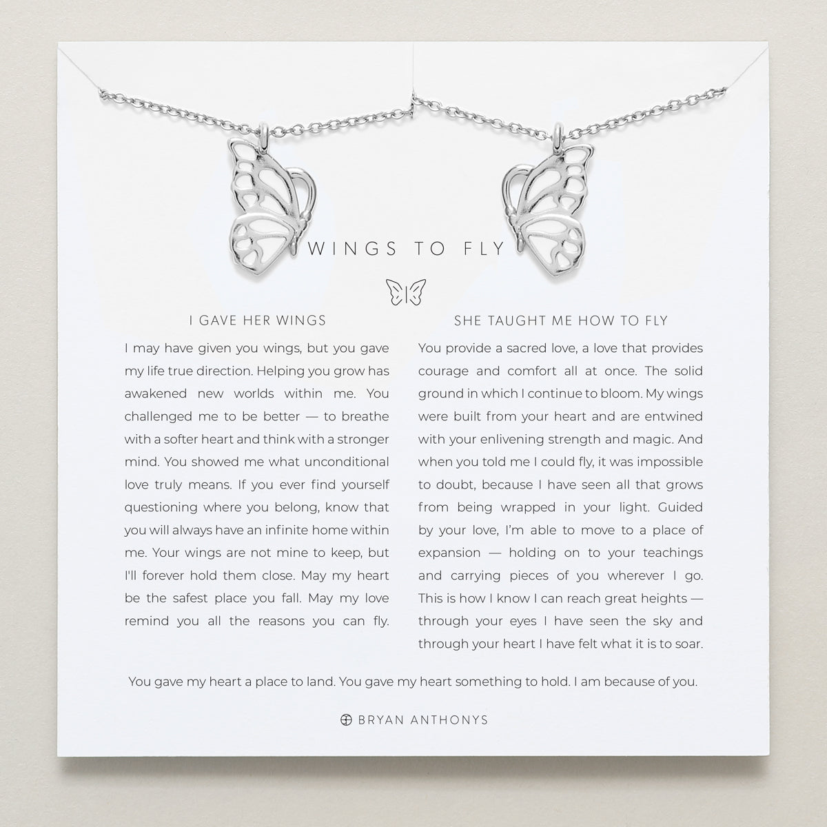 Bryan Anthonys Mother-Daughter Butterfly Wings to Fly Necklace Set Silver