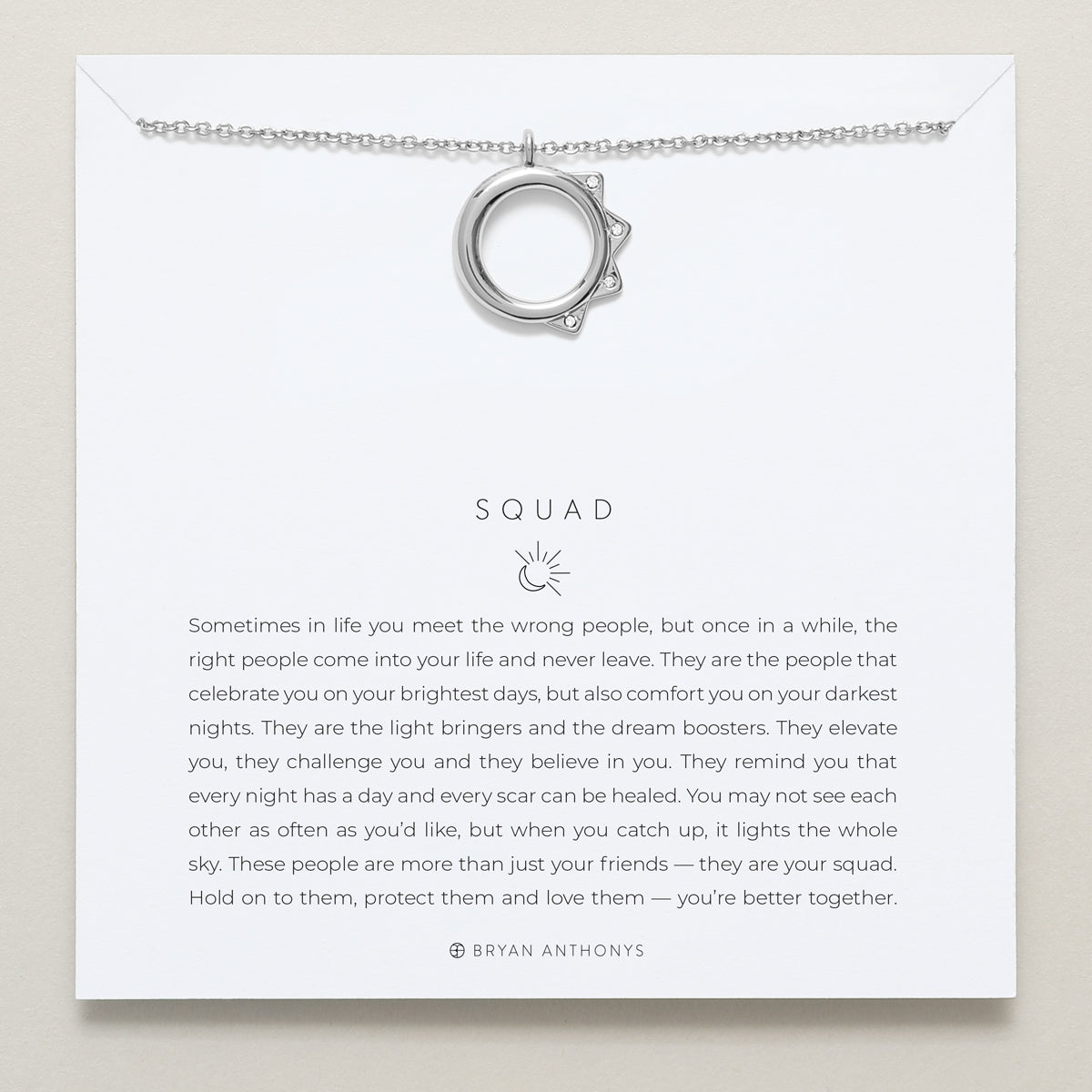 Bryan Anthonys Squad necklace dainty sun moon silver