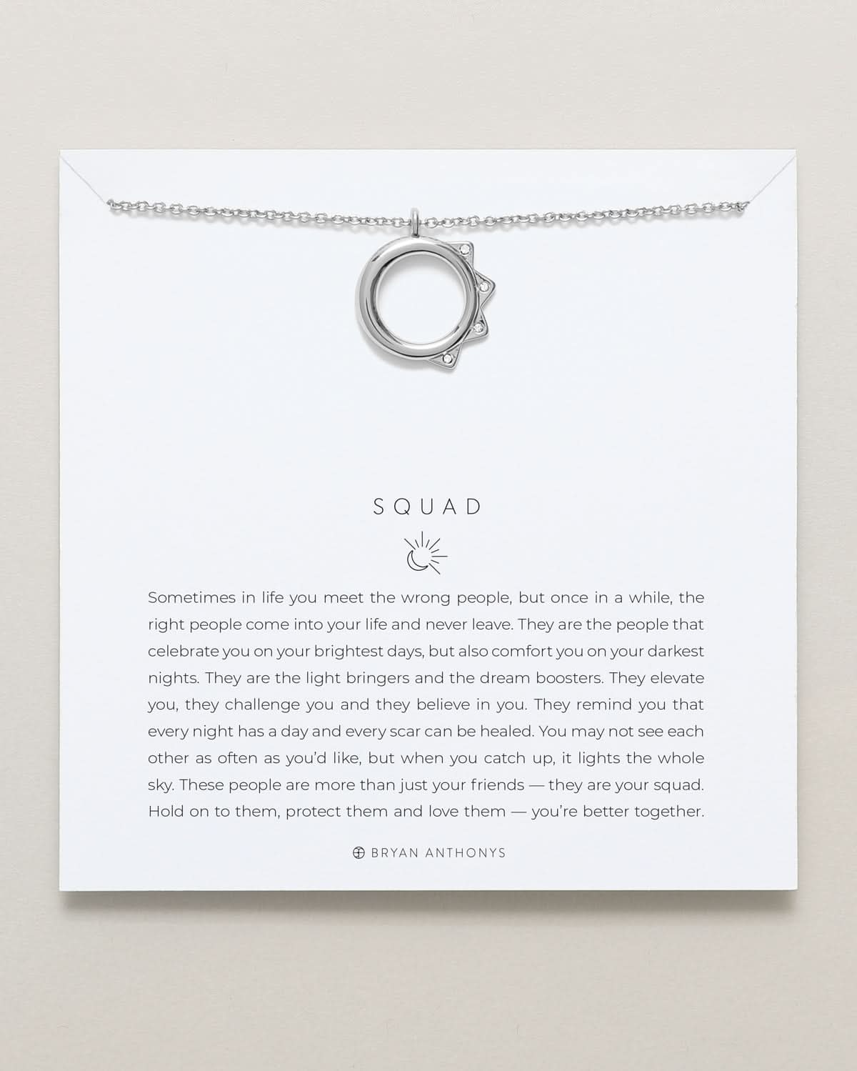 Bryan Anthonys Squad necklace dainty sun moon silver
