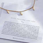 Still Falling For You Necklace 14k Gold on card