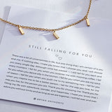 Still Falling For You Necklace 14k Gold on card