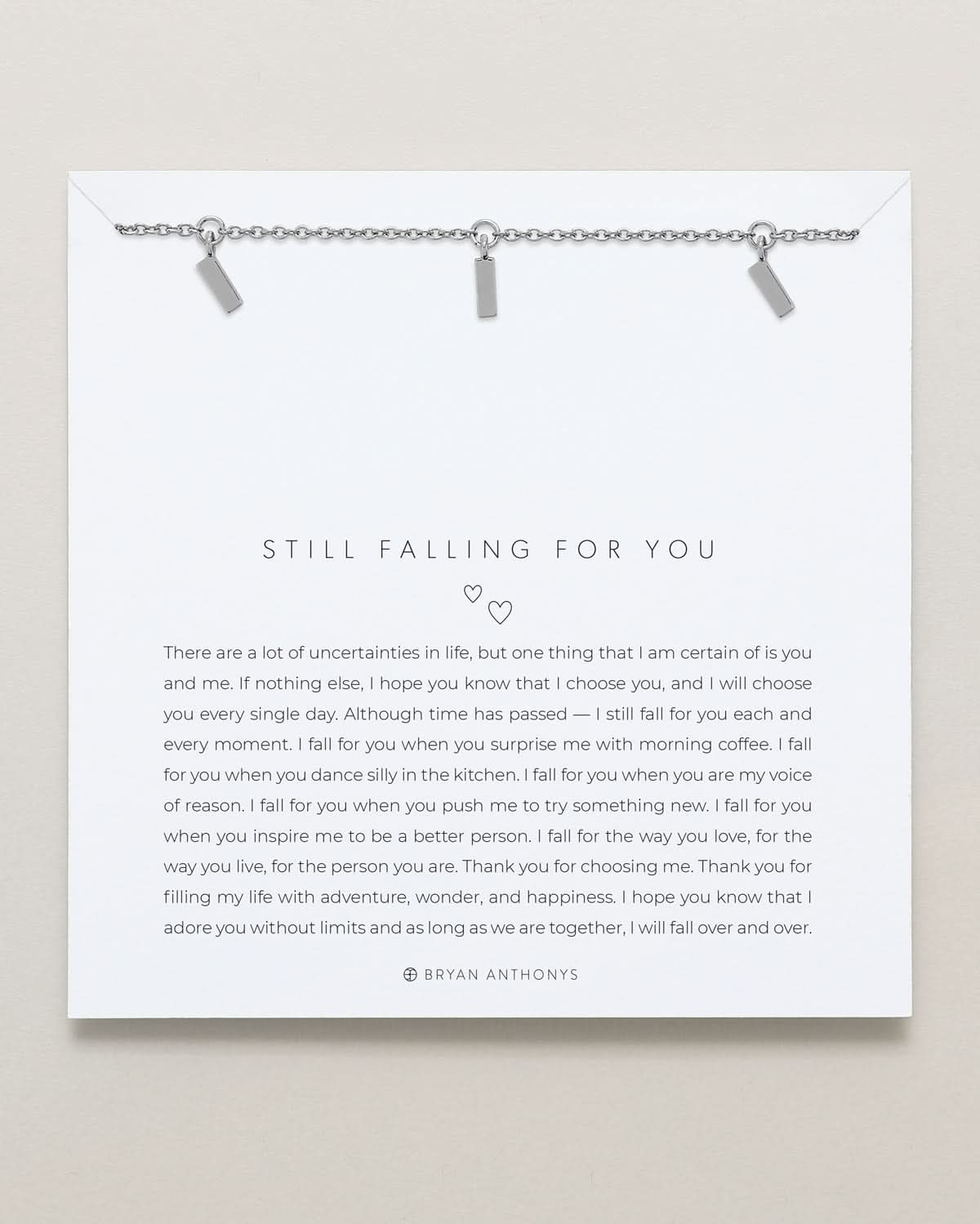 Bryan Anthonys Still Falling For You Silver Necklace On Card