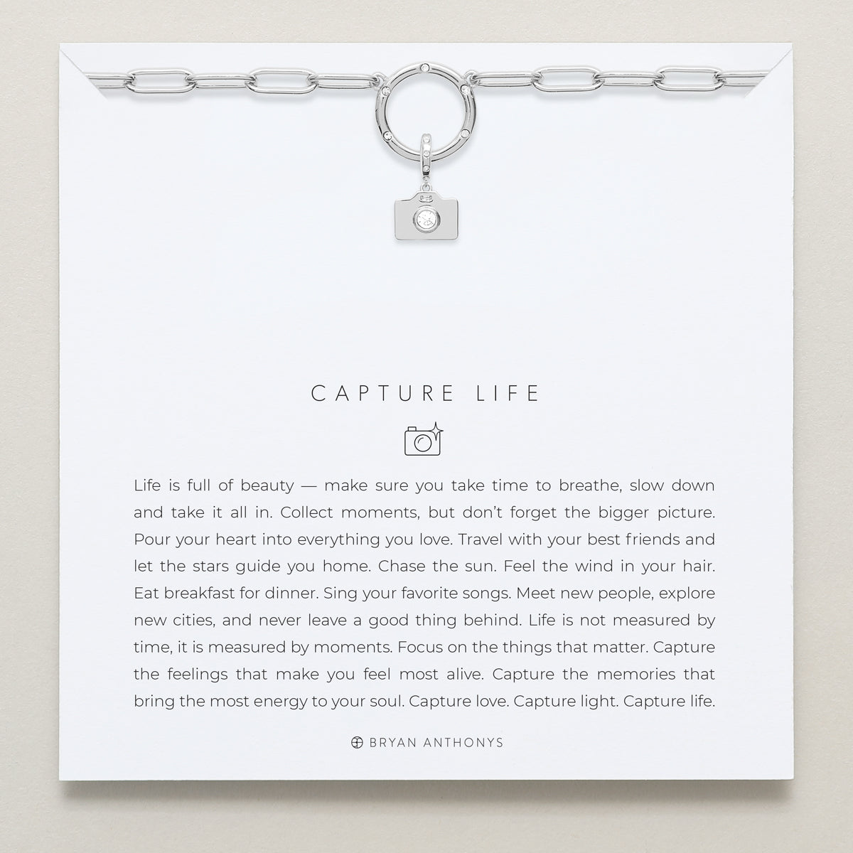 Bryan Anthonys Stories Of You Capture Life Silver Charm Necklace On Card