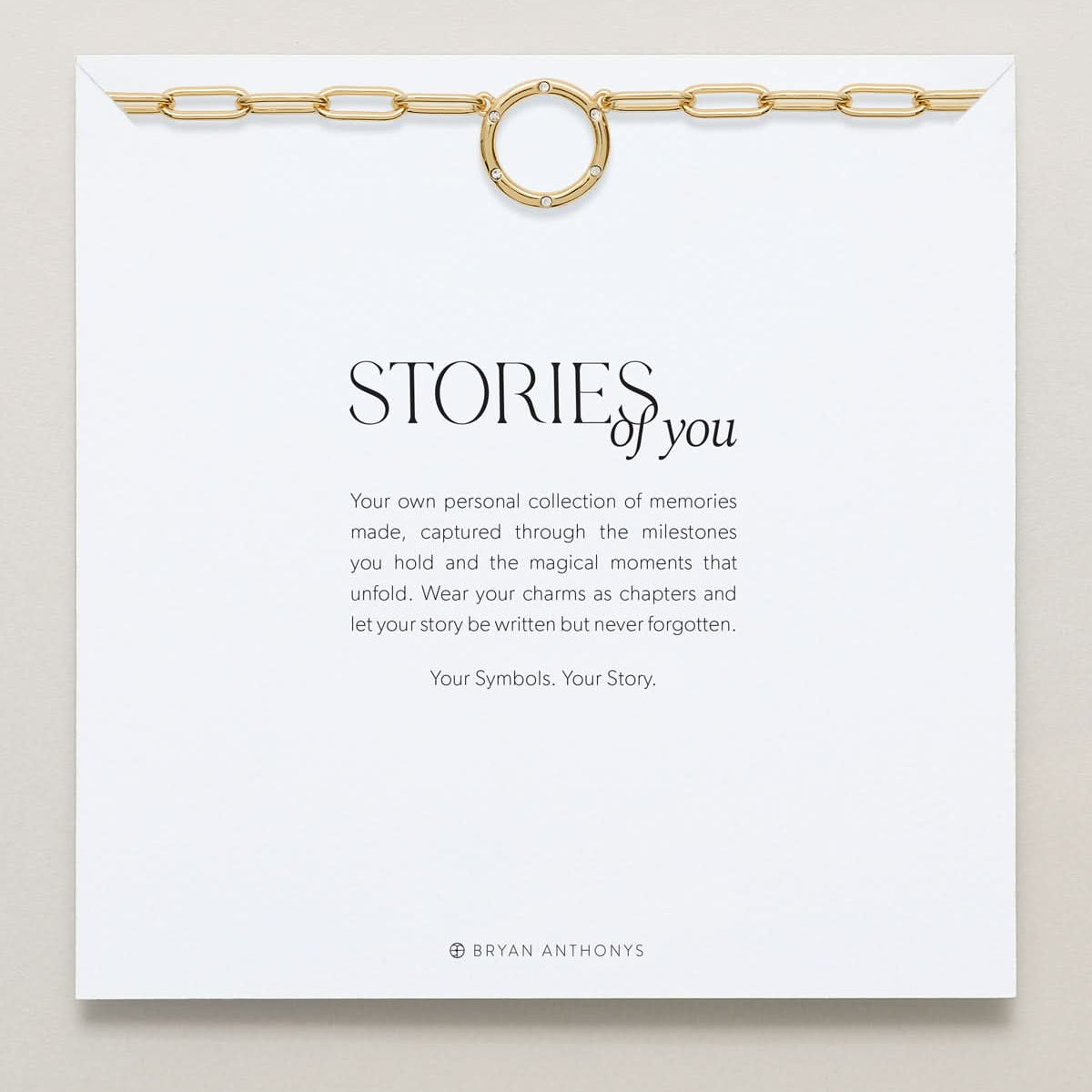 Bryan Anthonys Stories of You Gold Paperclip Chain On Card