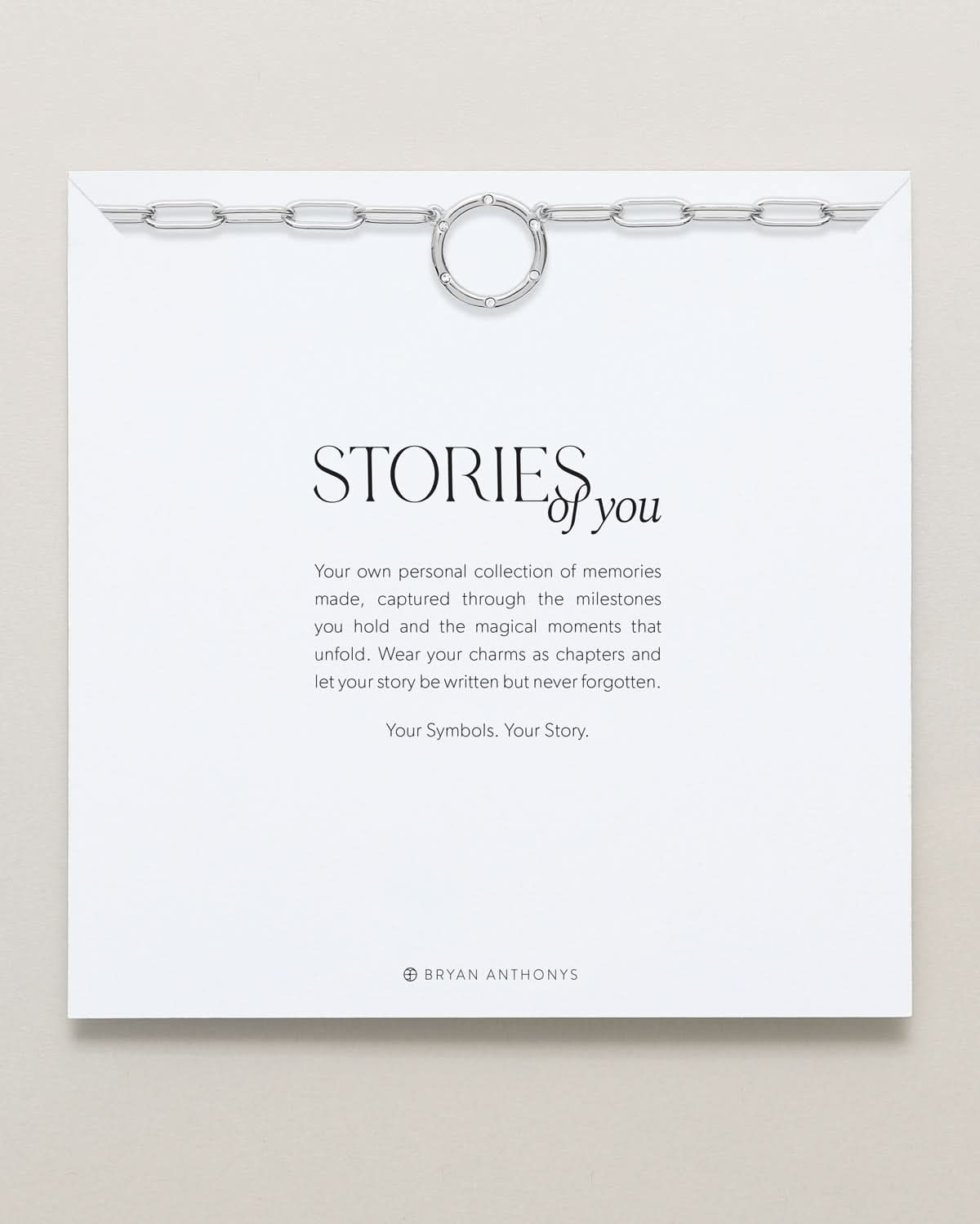 Bryan Anthonys Stories of You Silver Paperclip Chain On Card