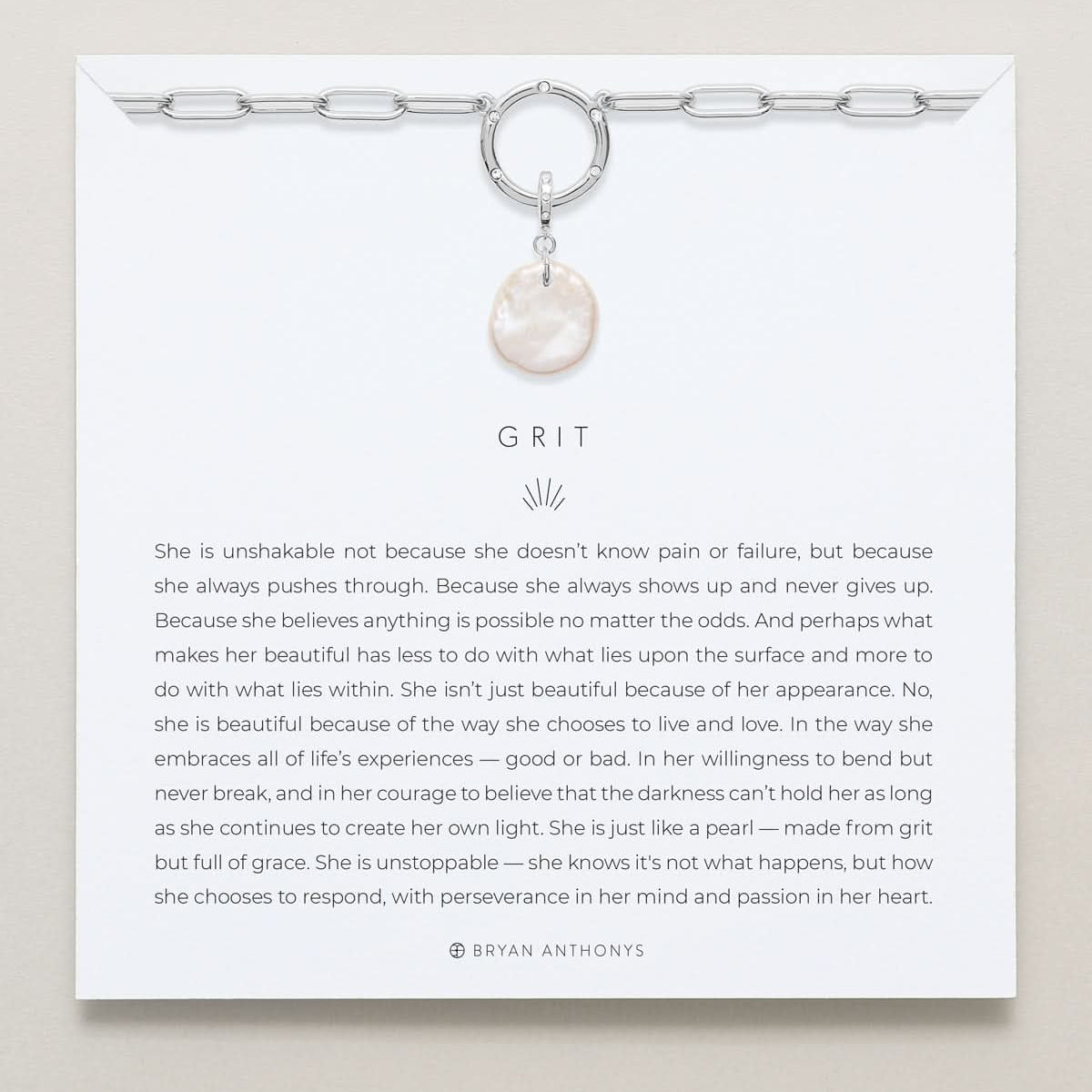 Bryan Anthonys Grit Silver Charm Necklace On Card
