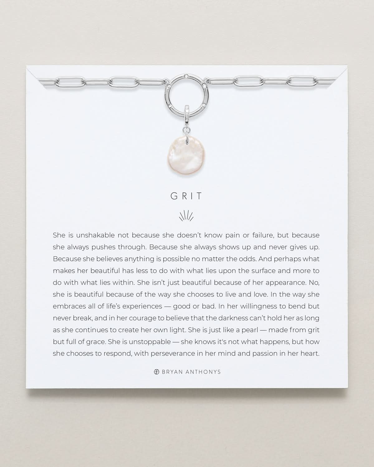 Bryan Anthonys Grit Silver Charm Necklace On Card