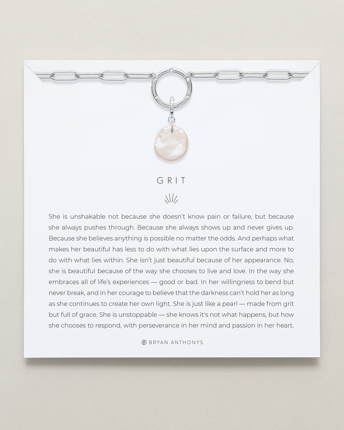 Bryan Anthonys Grit Silver Charm Necklace On Card