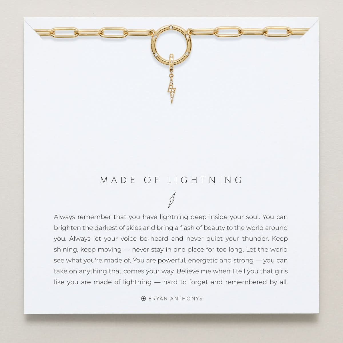Bryan Anthonys Stories Of You Made Of Lightning Gold Charm Necklace On Card