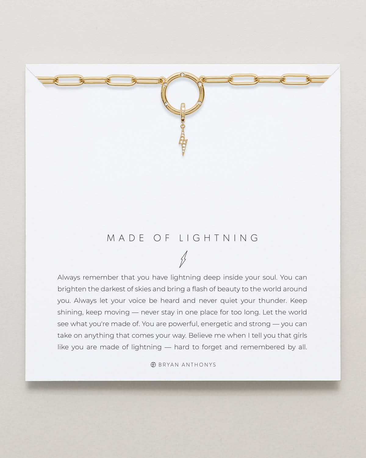 Bryan Anthonys Stories Of You Made Of Lightning Gold Charm Necklace On Card