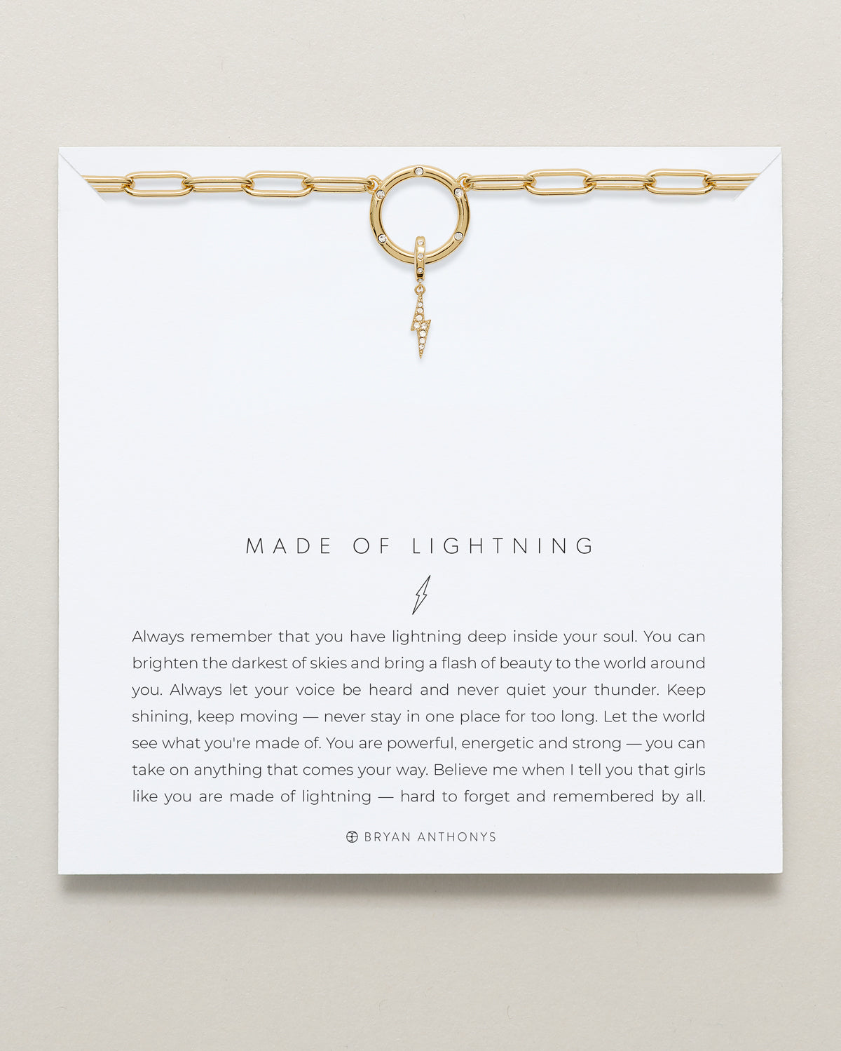 Bryan Anthonys Stories Of You Made Of Lightning Gold Charm Necklace On Card