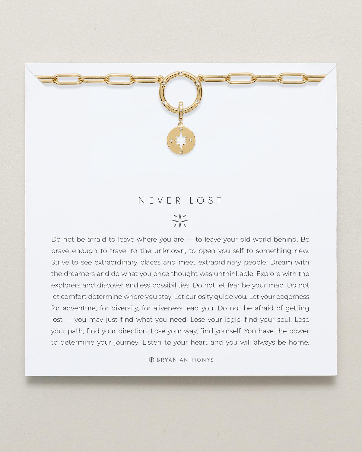 Bryan Anthonys Stories Of You Never Lost Gold Charm Necklace On Card