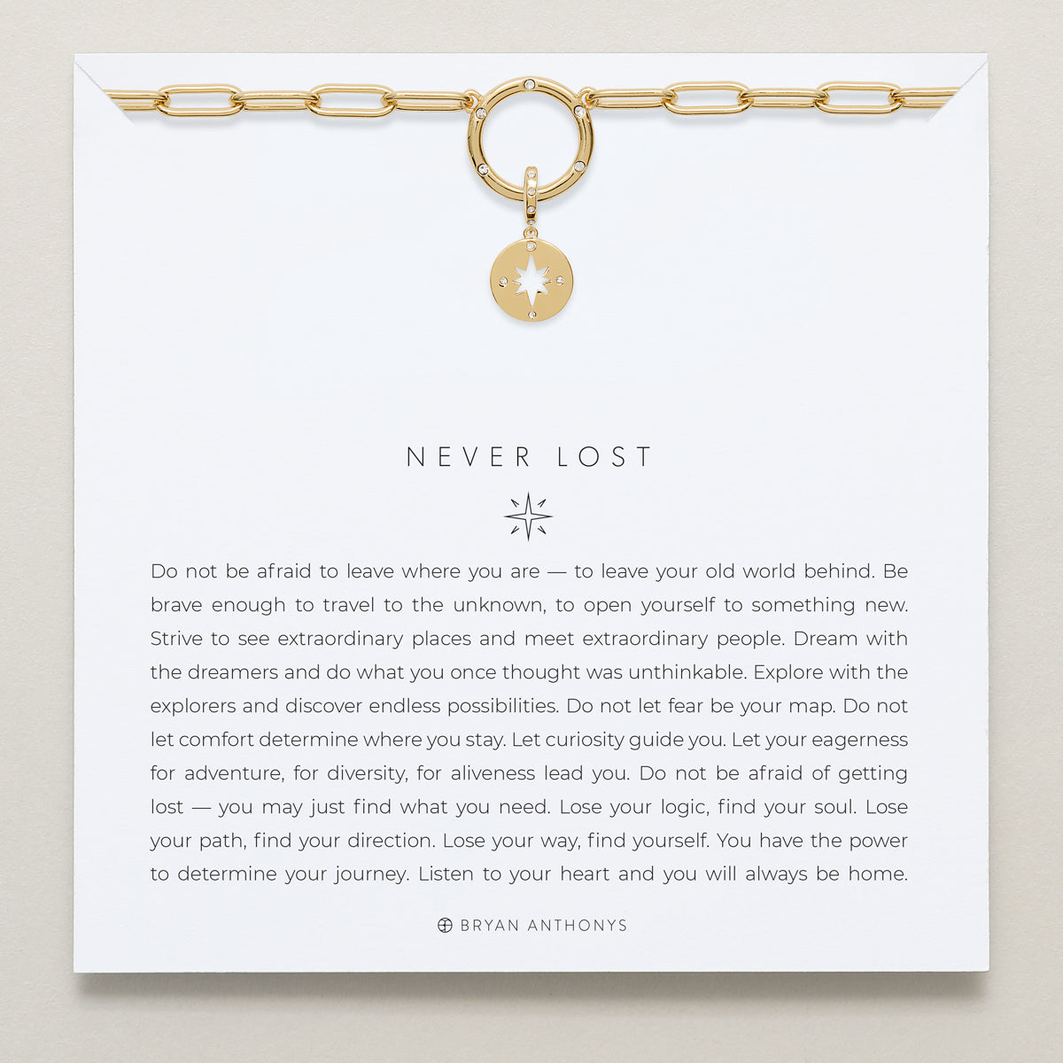 Bryan Anthonys Stories Of You Never Lost Gold Charm Necklace On Card