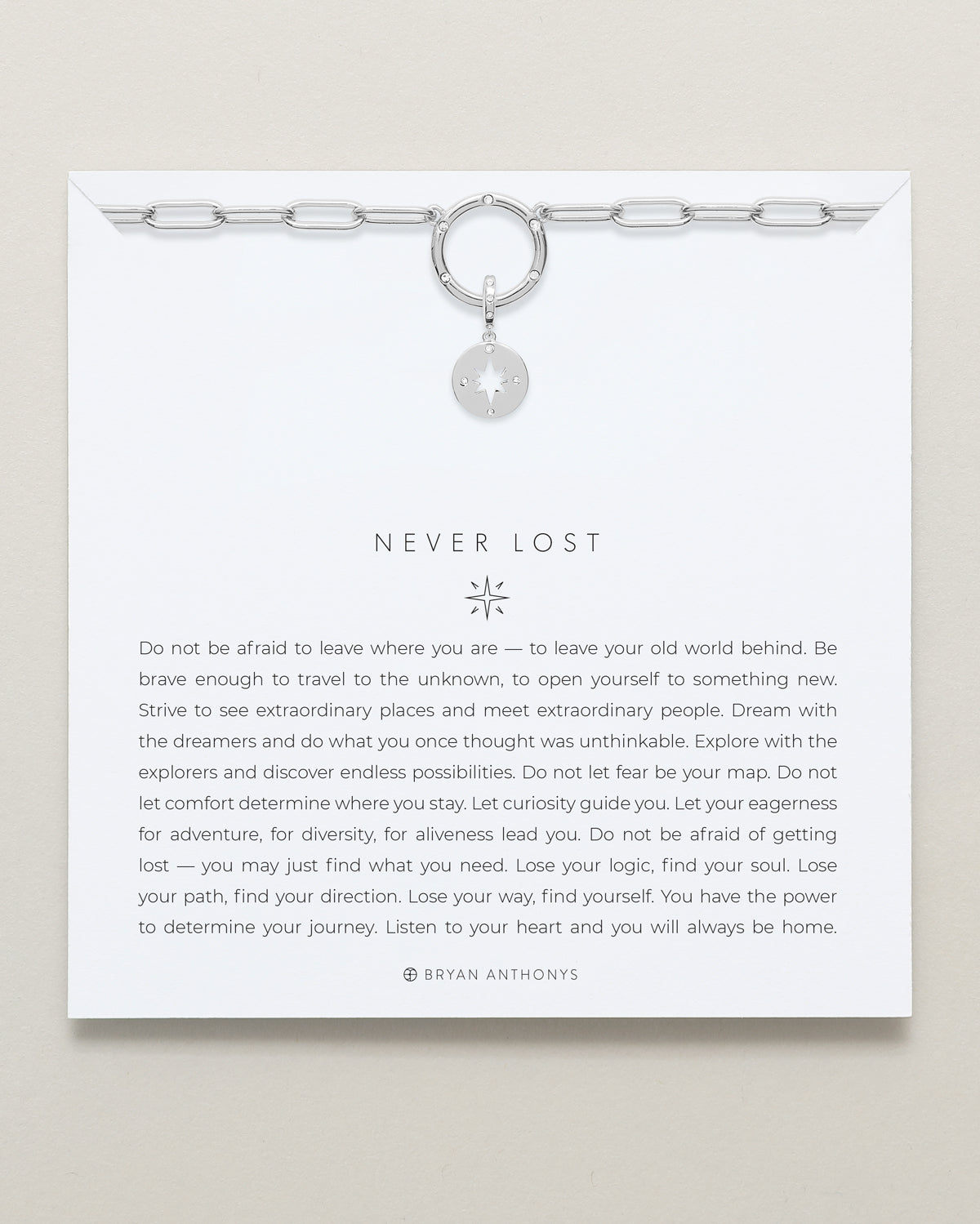 Bryan Anthonys Stories Of You Never Lost Silver Charm Necklace On Card