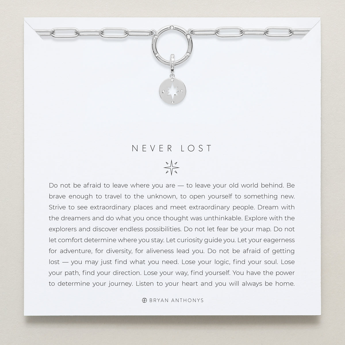 Bryan Anthonys Stories Of You Never Lost Silver Charm Necklace On Card