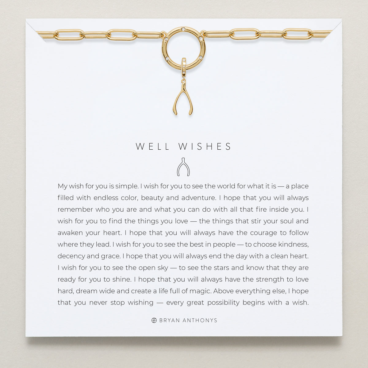 Bryan Anthonys Stories Of You Well Wishes Gold Charm Necklace On Card