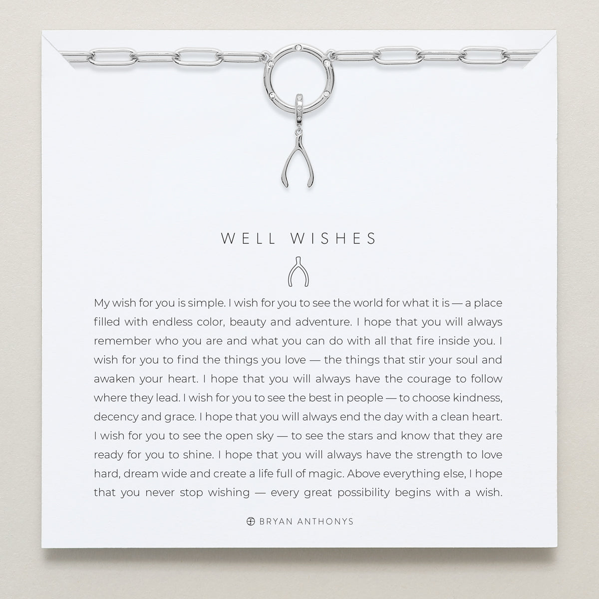Bryan Anthonys Stories Of You Well Wishes Silver Charm Necklace On Card