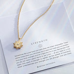 Strength Necklace showcase in 14k gold on card