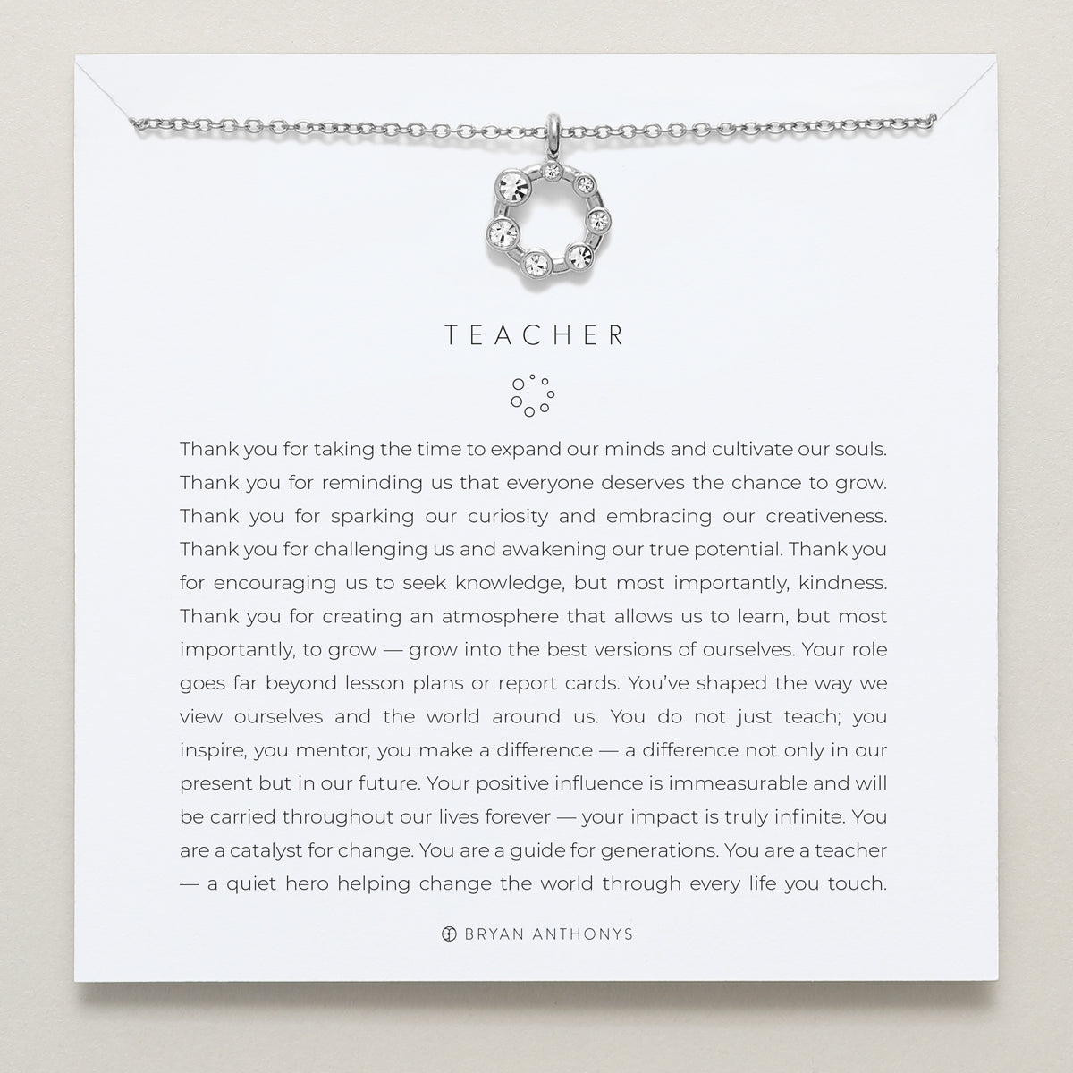xBryan Anthonys dainty teacher necklace gift silver