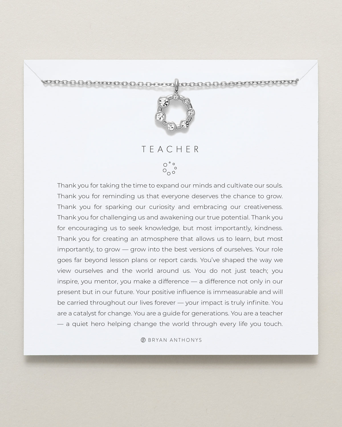 xBryan Anthonys dainty teacher necklace gift silver