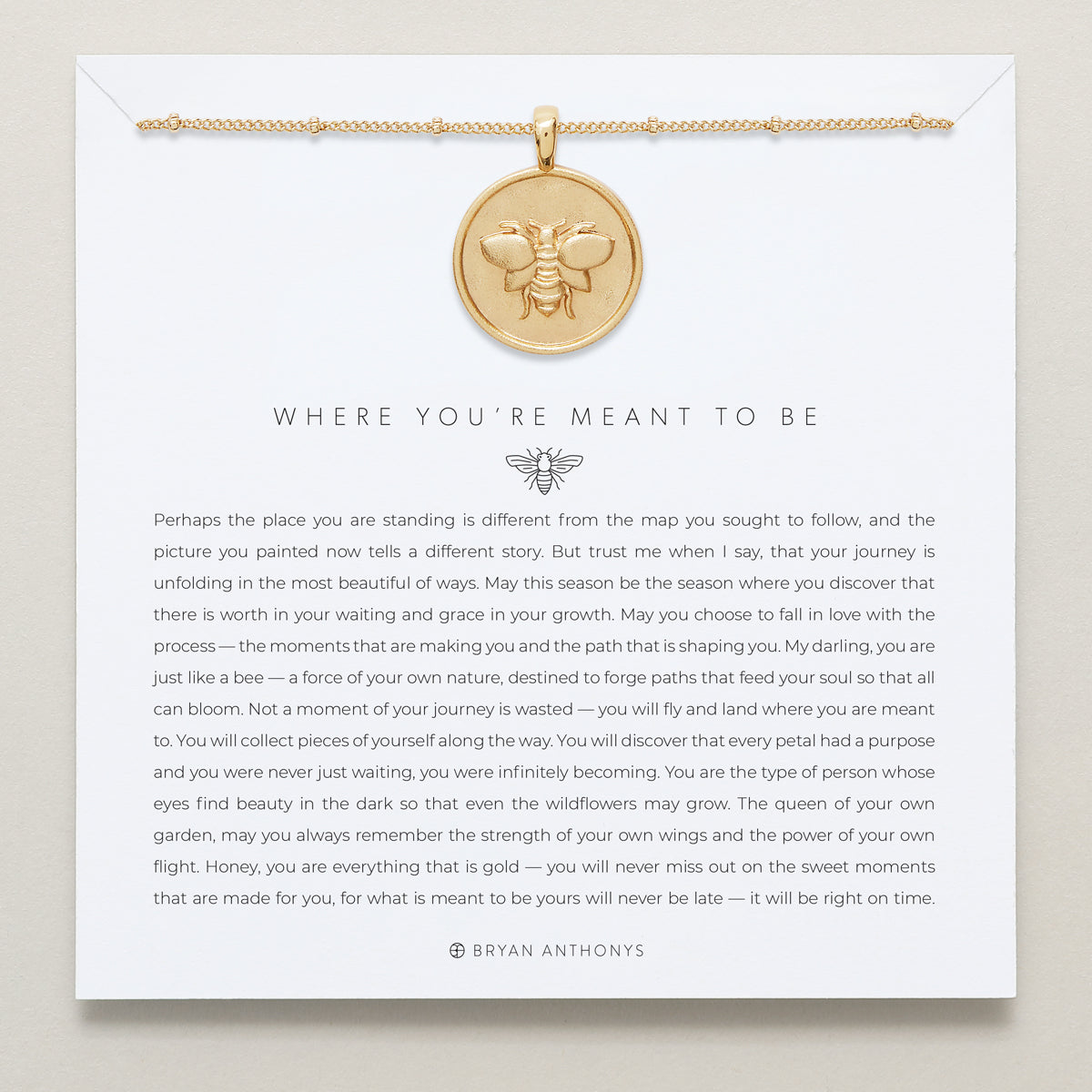 Bryan Anthonys Where You're Meant To Be Gold Necklace On Card