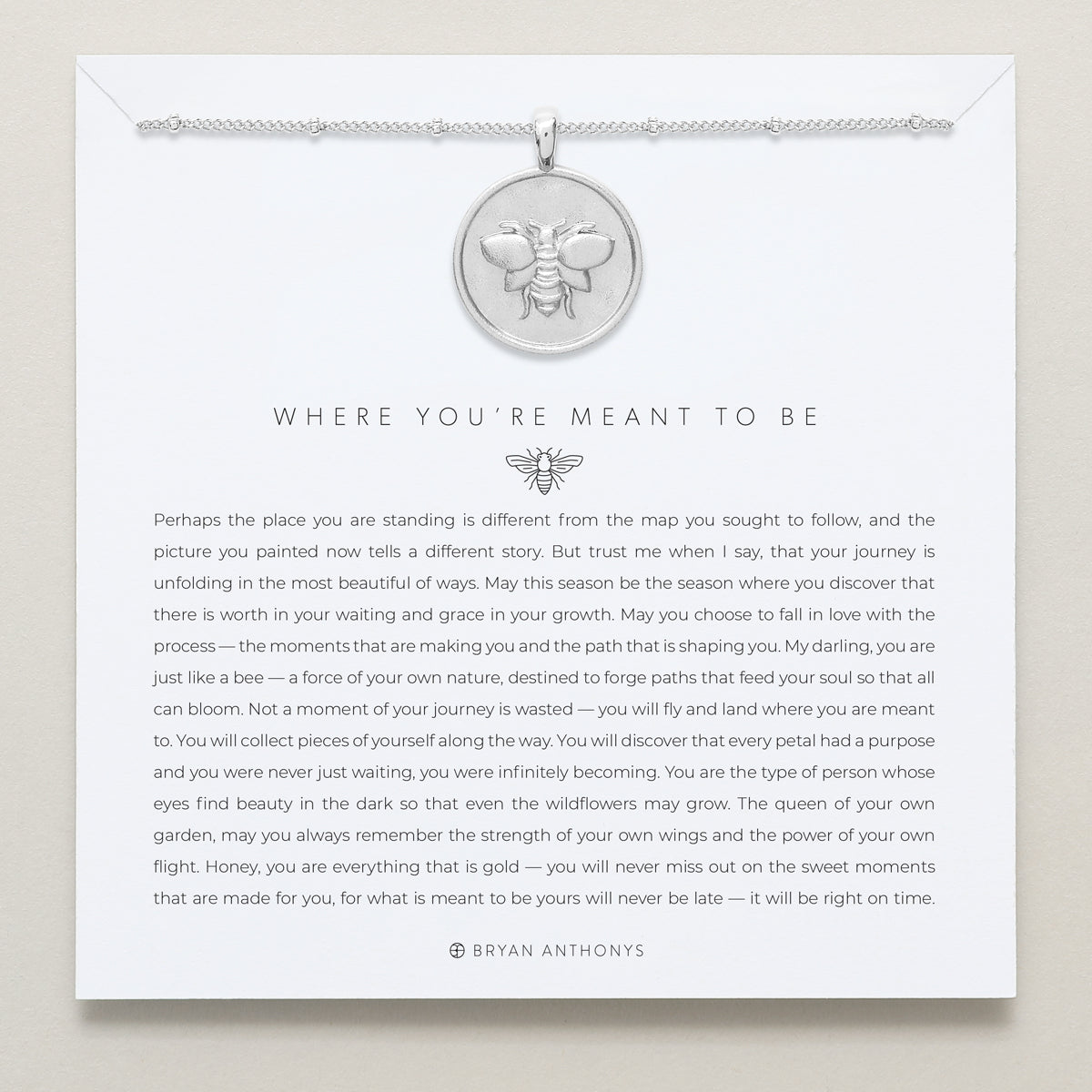 Bryan Anthonys Where You're Meant To Be Silver Necklace On Card
