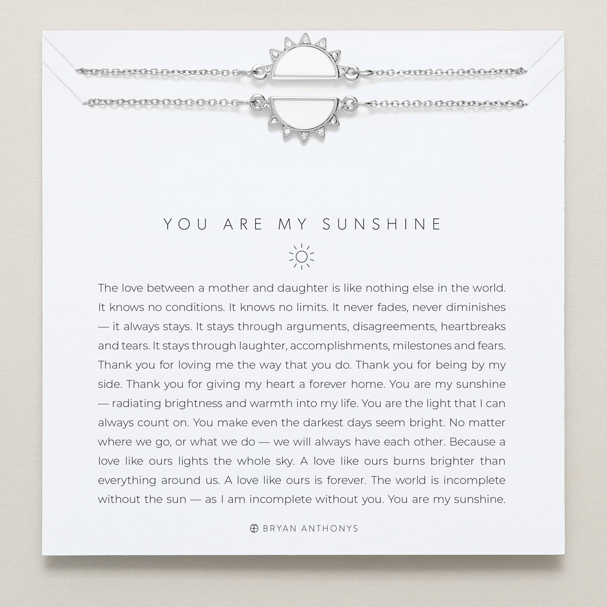 Bryan Anthonys you are my sunshine mother daughter necklace silver