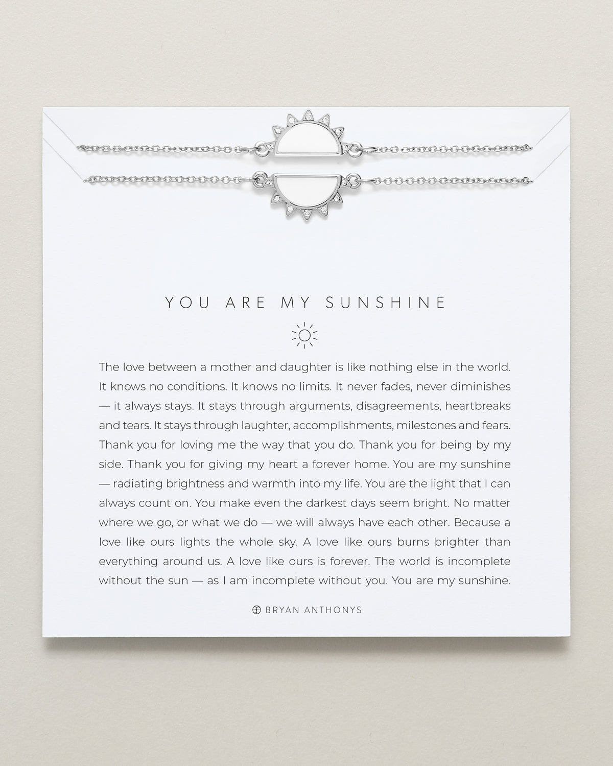 Bryan Anthonys you are my sunshine mother daughter necklace silver