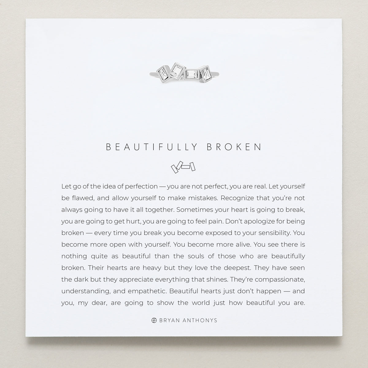 Bryan Anthonys Beautifully Broken Silver Ring With Crystals On Card