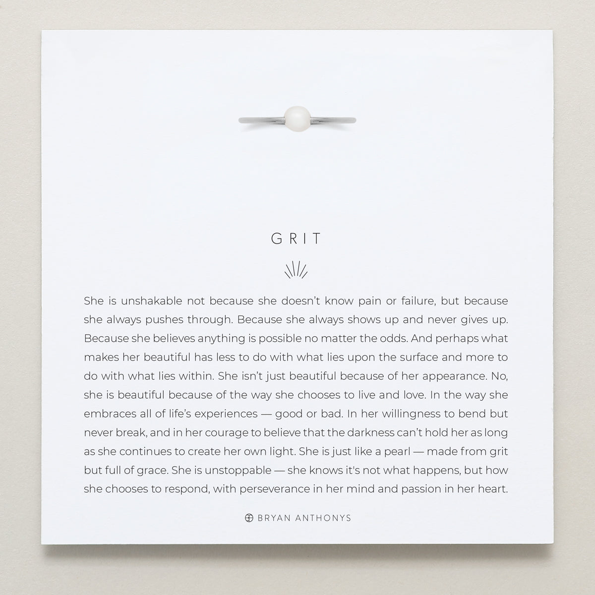 Bryan Anthonys Grit Pearl Silver Ring On Card