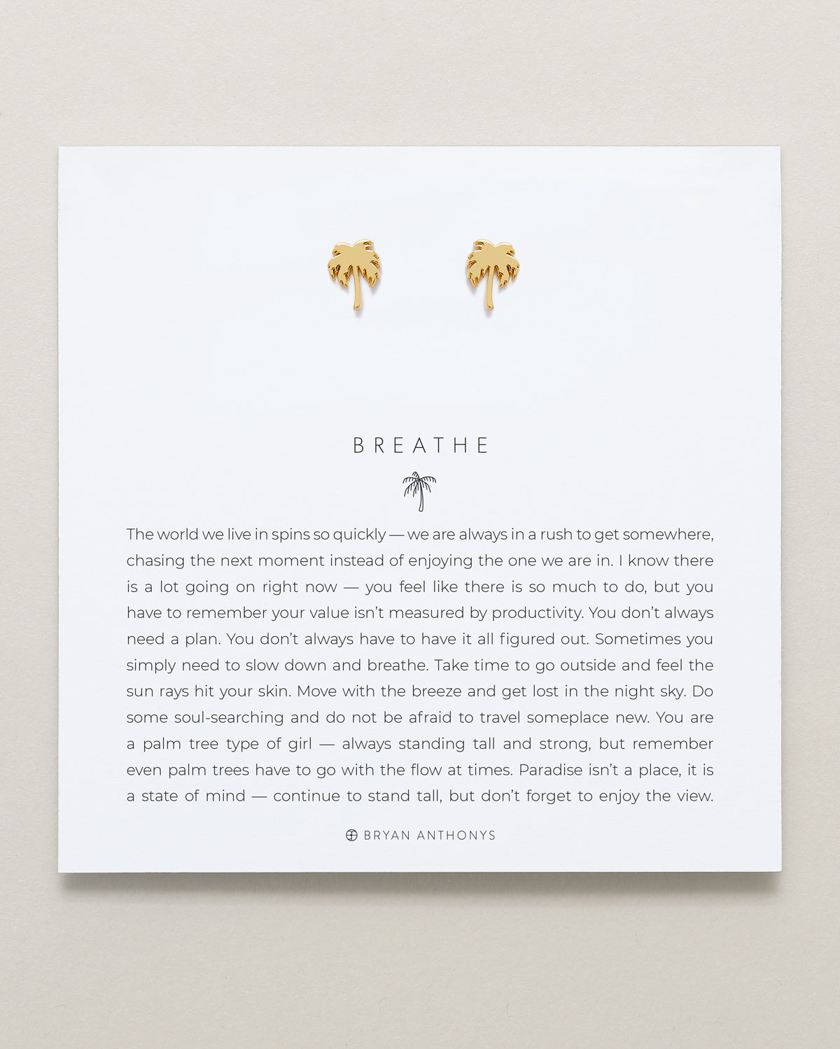 Bryan Anthonys Breathe Gold Stud Earrings On Card