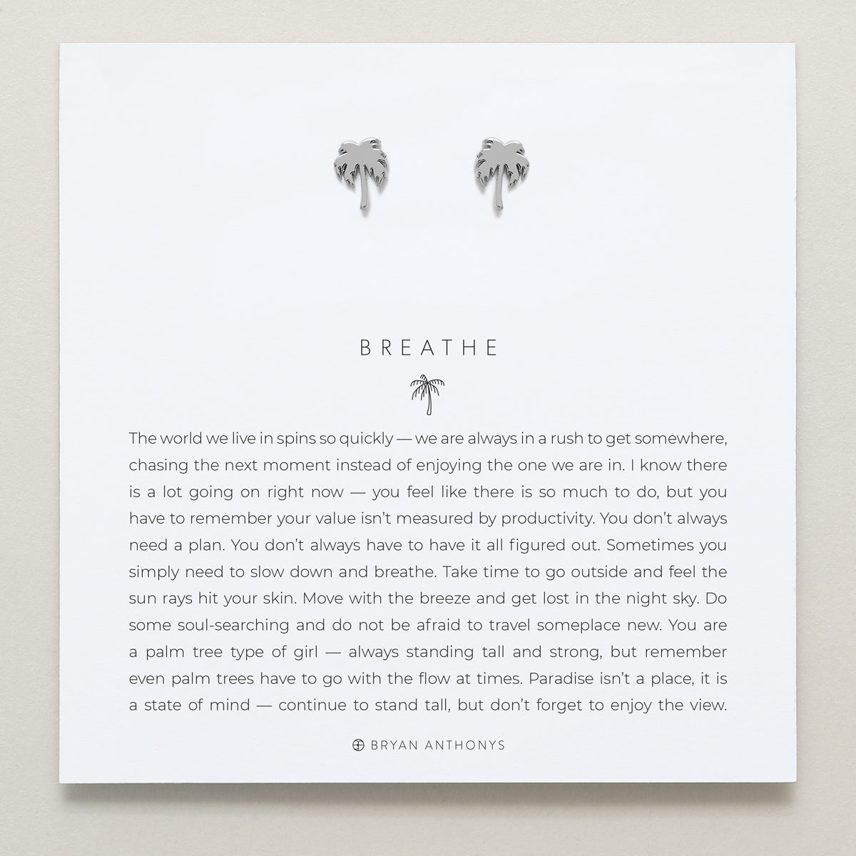 Bryan Anthonys Breathe Silver Stud Earrings On Card