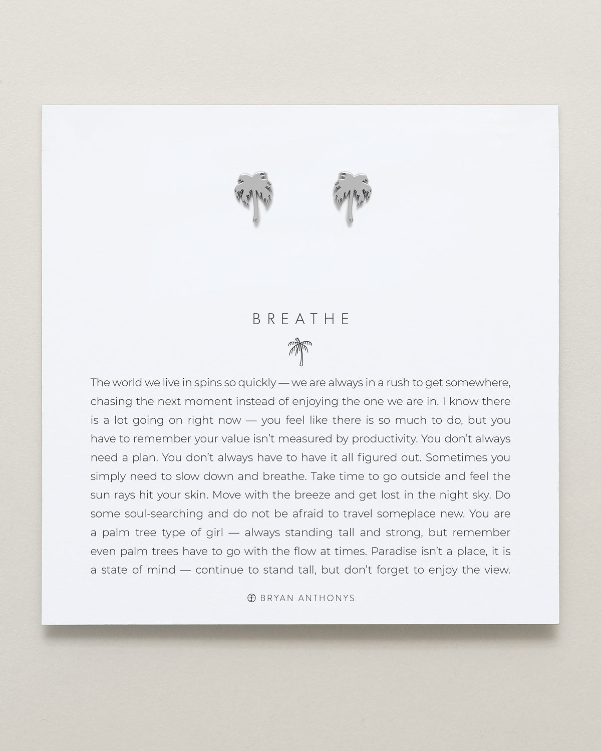 Bryan Anthonys Breathe Silver Stud Earrings On Card