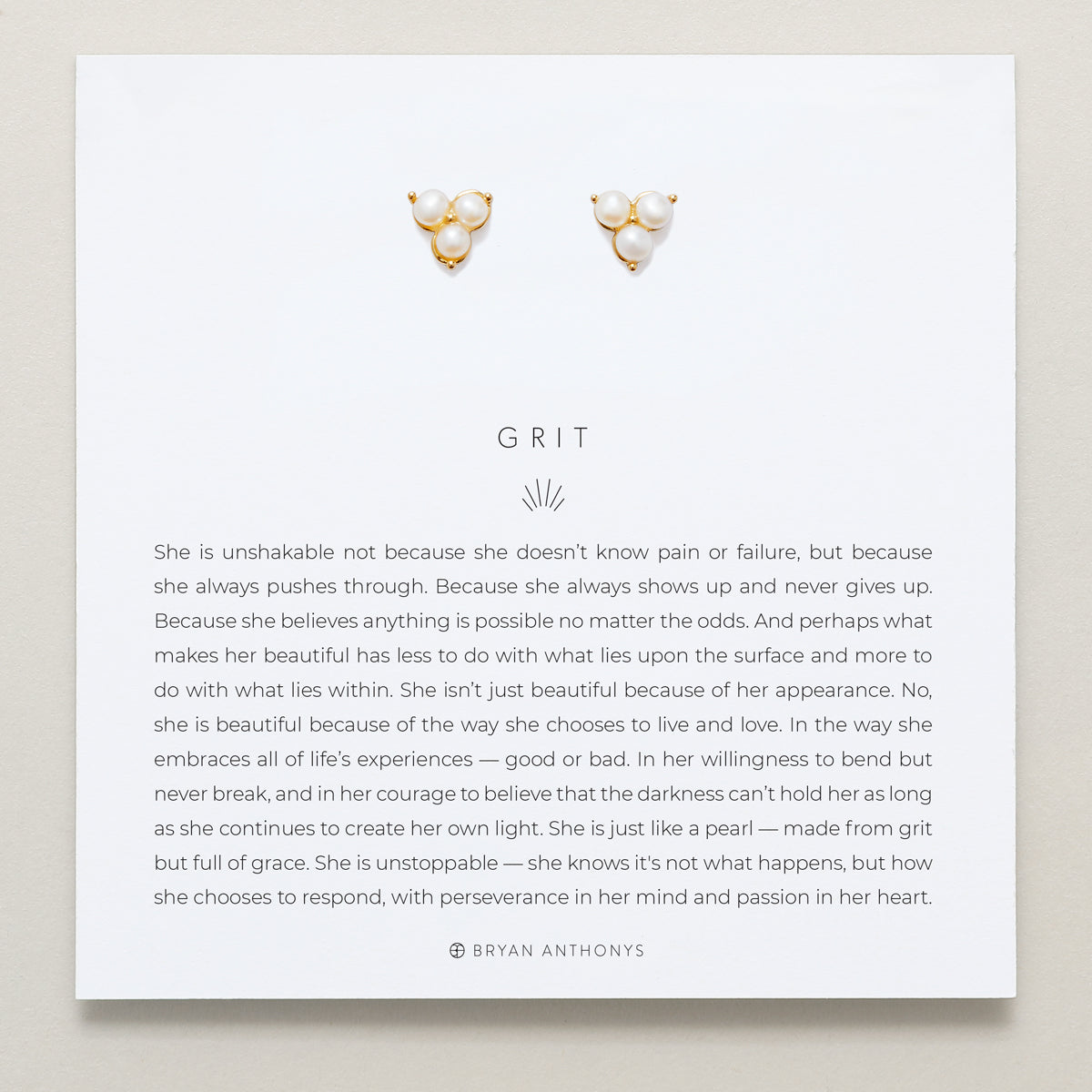 Grit Stud Earrings on card in finish 14k gold