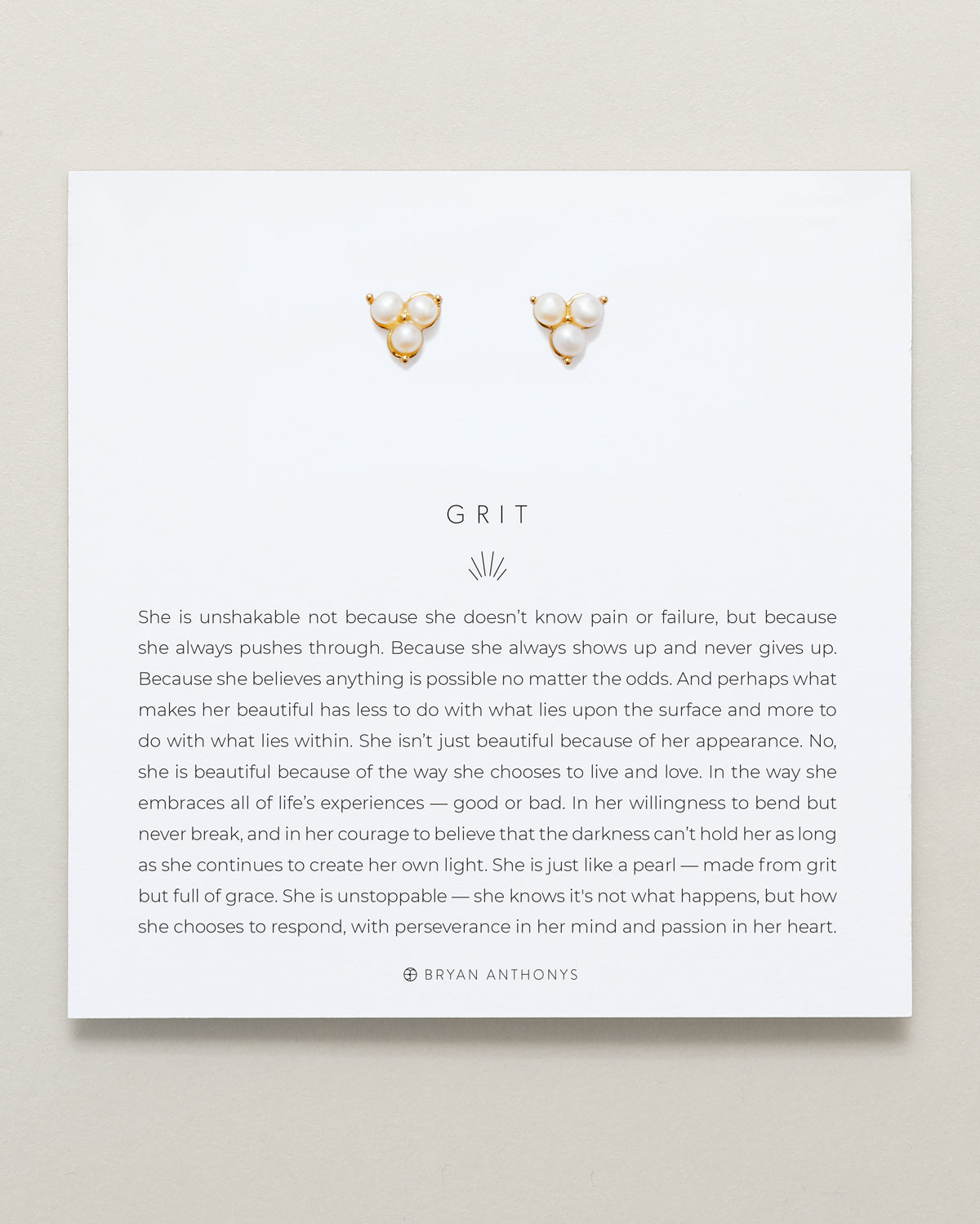 Grit Stud Earrings on card in finish 14k gold