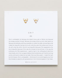 Grit Stud Earrings on card in finish 14k gold