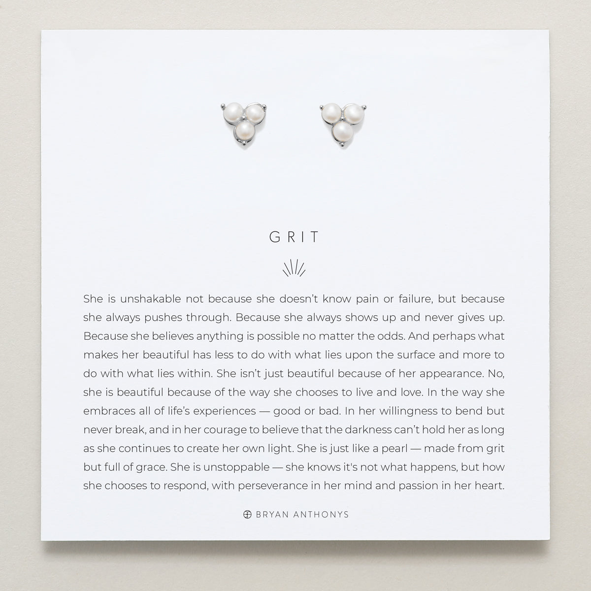 Grit Stud Earrings on card in finish silver